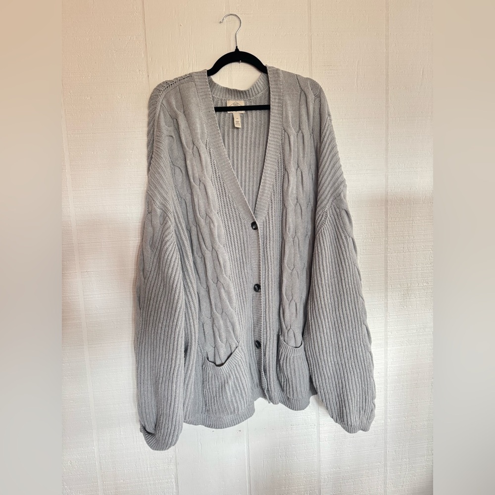 4X St. John's Bay Gray Cable Knit Cardigan